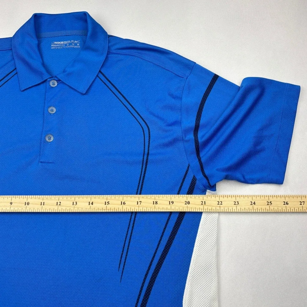Nike Golf Shirt Mens Medium Blue FitDry Mesh Panel Short Sleeve Polo 335922-430